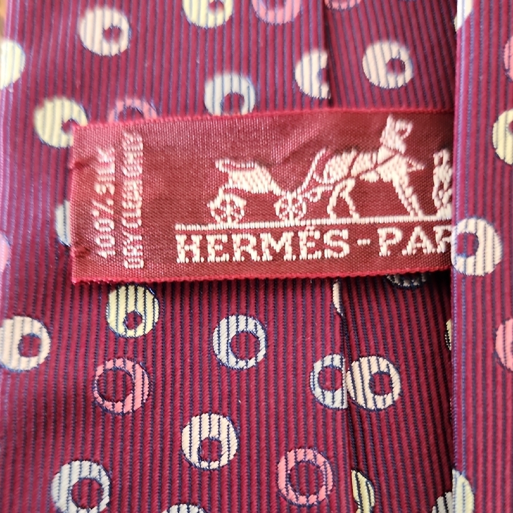 Hermes Purple & Pastel Patterned Tie - Picture 5 of 8